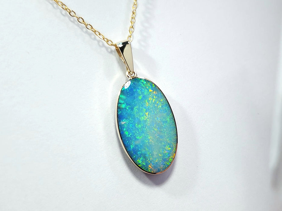 Diluvio' Genuine Australian Opal Pendant 14k Gem Gift 1.92g Q76