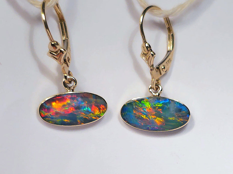 Pavlof Sisters' Australian Opal Earrings Gold Gem Gift Jewelry 7.4ct M58