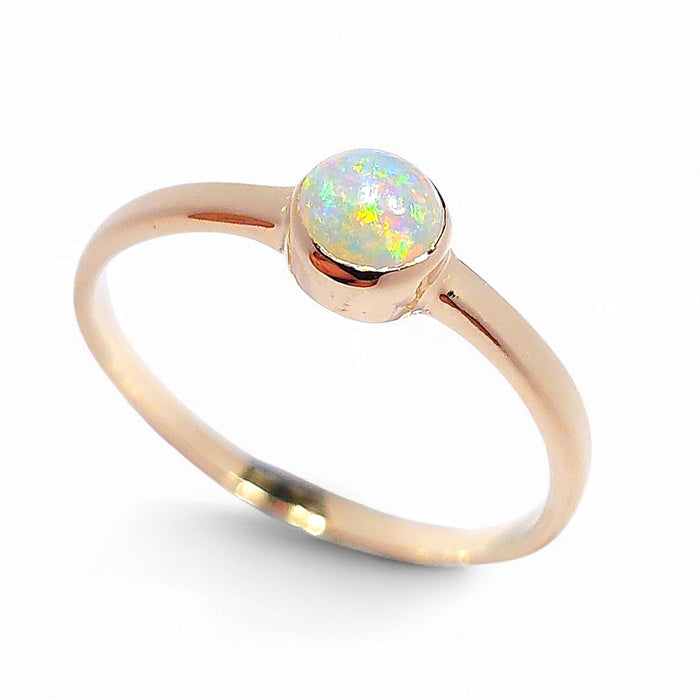 Sparx' Australian Solid Opal Ring 14k Gold 1.3g US Size 6 1/2 O68