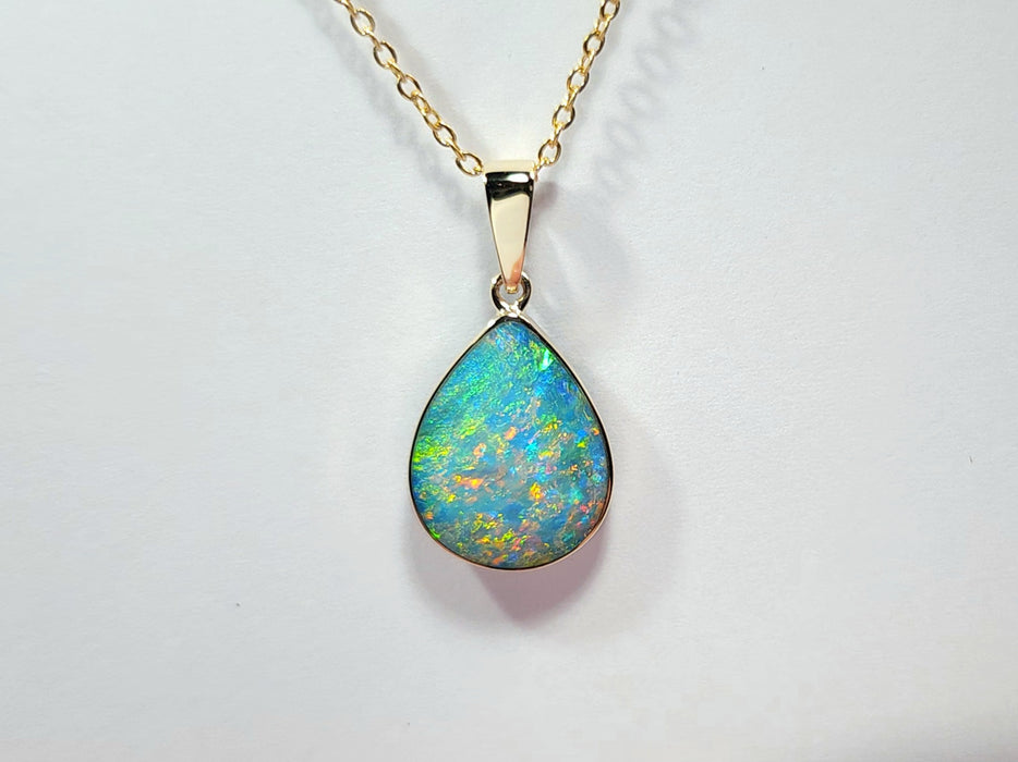 Shizuku' Rare Genuine Australian Opal Pendant 14k Gem Gift 1.3g Q72
