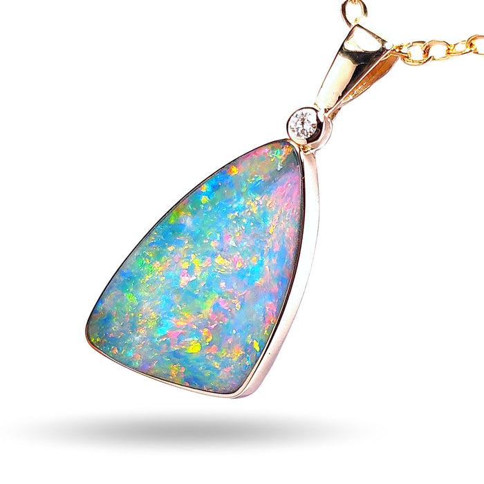 Flora Sparks' Australian Opal Pendant 7.9ct 14k Gold & Diamond Gem L32