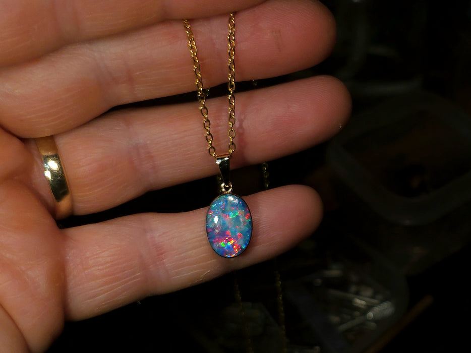 Magnagenta' Genuine Australian Opal Pendant 14k Gem Gift 1.3g P55