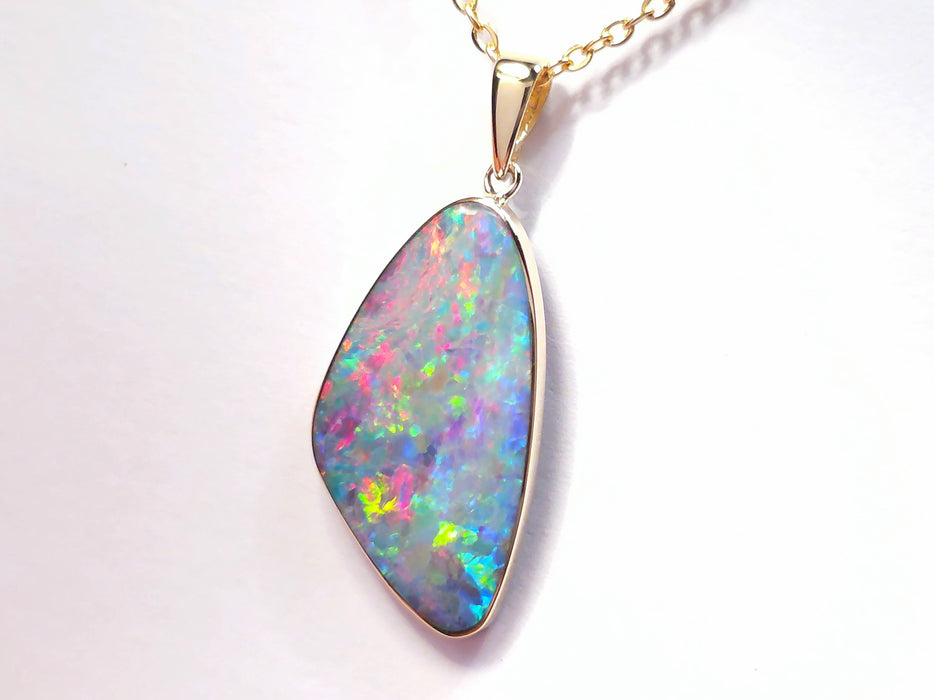 Eclats Pastels' Genuine Australian Opal Pendant 14k Gem Gift 11.5ct O92