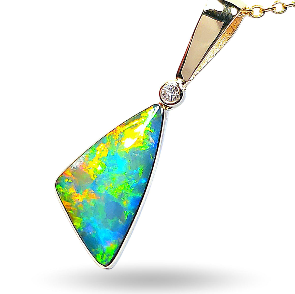 Surya' Australian Opal & Diamond Pendant Rare Gem Gift 9.8ct N73 ...
