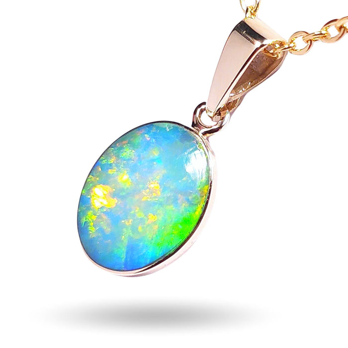 Bon Bon Petite' Genuine Australian Opal Pendant Solid 14K Gold 3.9ct L08