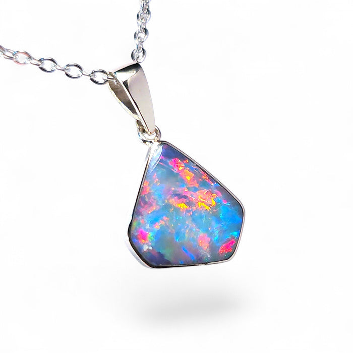 Doppler' Genuine Australian Opal Pendant 14K White Gold 5.8ct P92