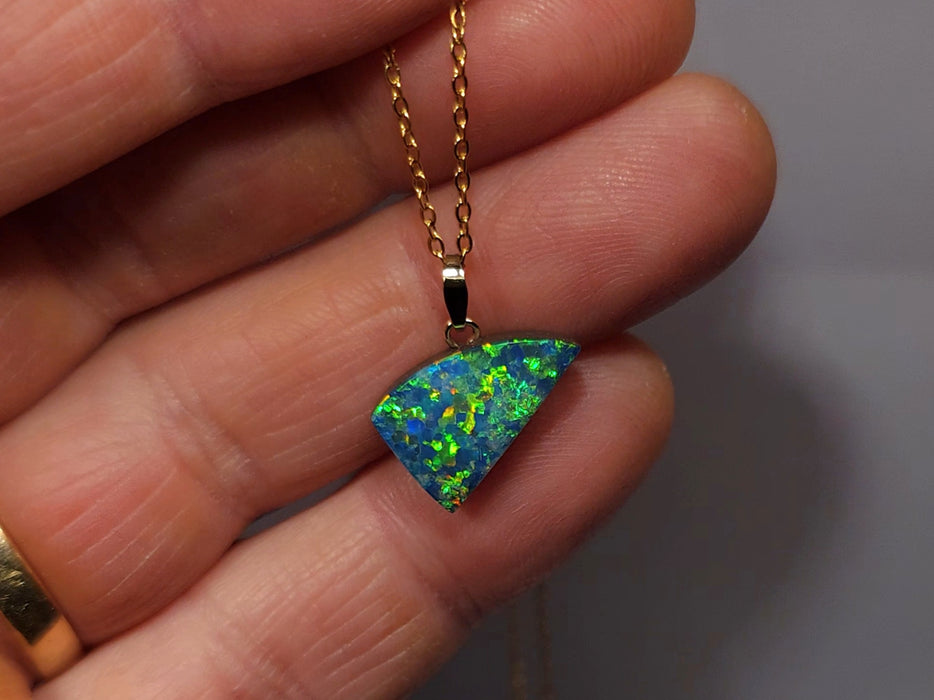 Vita' Australian 14k Gold Opal Doublet Pendant Gift 1g Q90