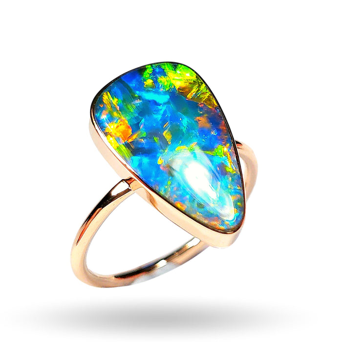 Rosengarten' 14k Pink Gold Rare Australian Opal Ring 2.8g Free Re-Size N27