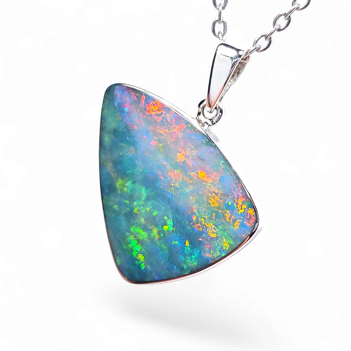 Alivio' Large Genuine Australian Opal Pendant Silver Gem Gift 11.2ct O48