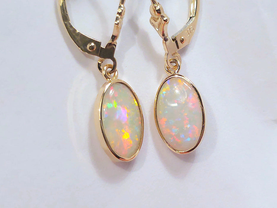 Gocce' Natural Australian Solid Gold Dangle Opal Earrings 7.3ct M78