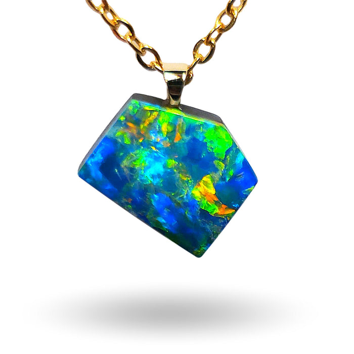 Cosmo Profondo' Vivid Australian Opal Pendant 14k Gold Doublet Gift 4.2ct N86