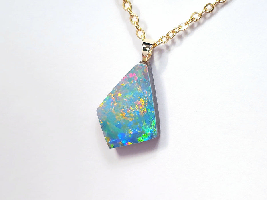 Christmas' Vivid Australian Opal Pendant 14k Gold Doublet Gift 4.8ct N34