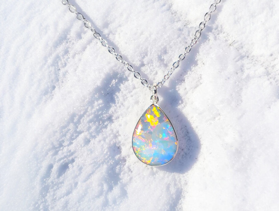 Vit Flamma' Rare Australian Opal Pendant 14k White Gold Gift 7.4ct P95