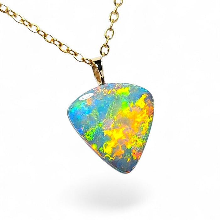 Solare' Genuine Australian Opal Doublet Pendant 14k Gem Gift 0.82g Q53