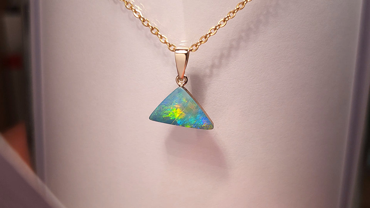 Neon Burst' Australian Opal Pendant 14k Gold Doublet Gift 4ct K27