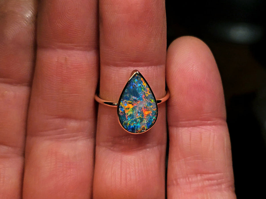 Aster' 14k Gold Australian Opal Ring 2.6g Free Re-Size O17