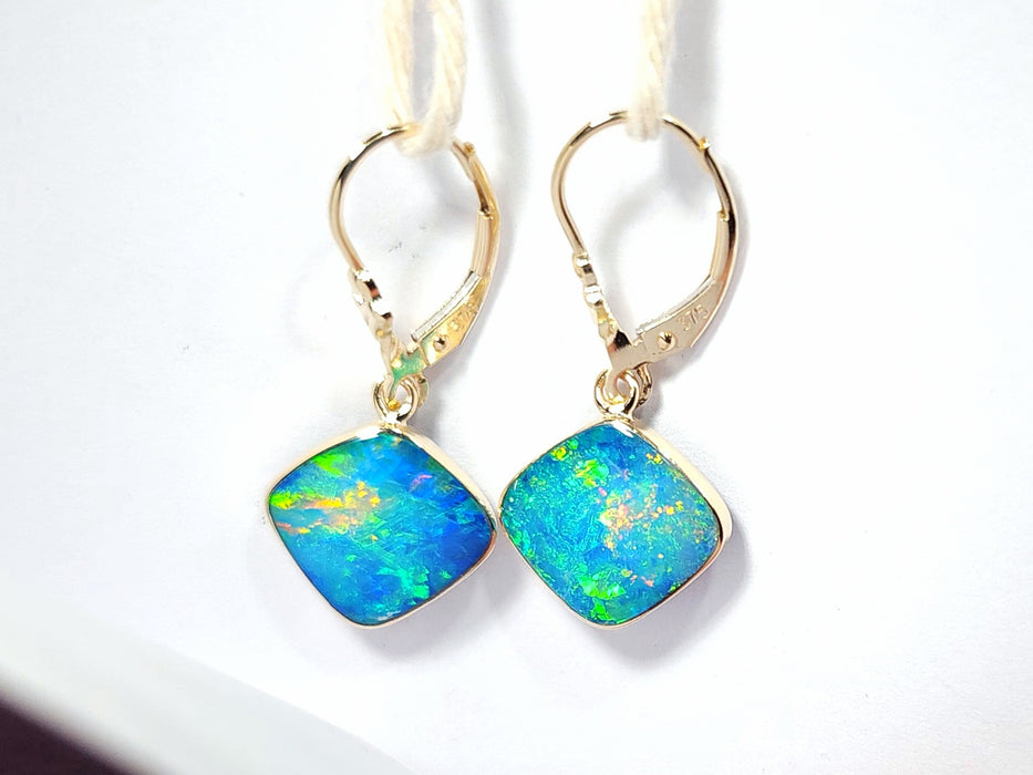 Diamantina' Genuine Australian Solid Gold Drop Opal Earrings 11.6ct R08