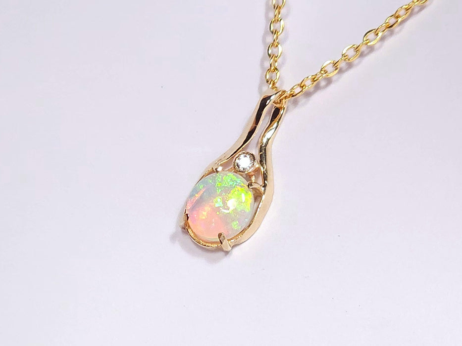 Princesita' Australian Solid Opal & Diamond 14k Pendant Super Gem 4.3ct K98