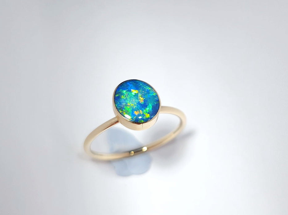 Pluto' 14k Gold Australian Opal Ring 2g Free Sizing Q96