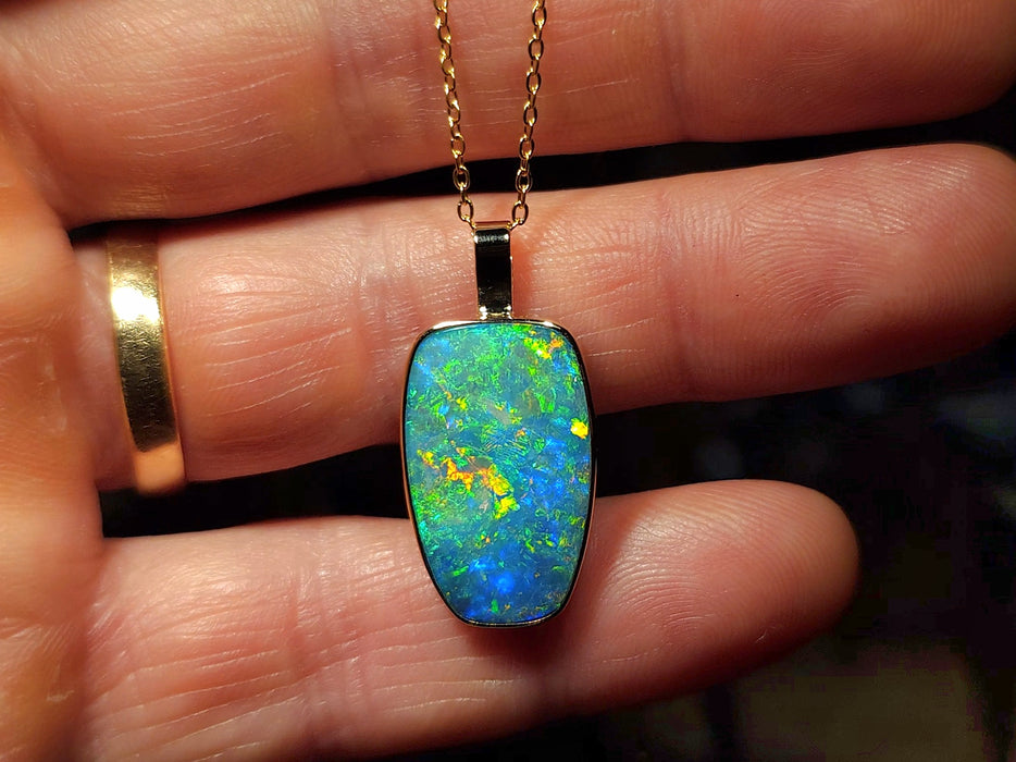 Gold Royale' Large Genuine Australian Opal Pendant Gem Gift 3g R23