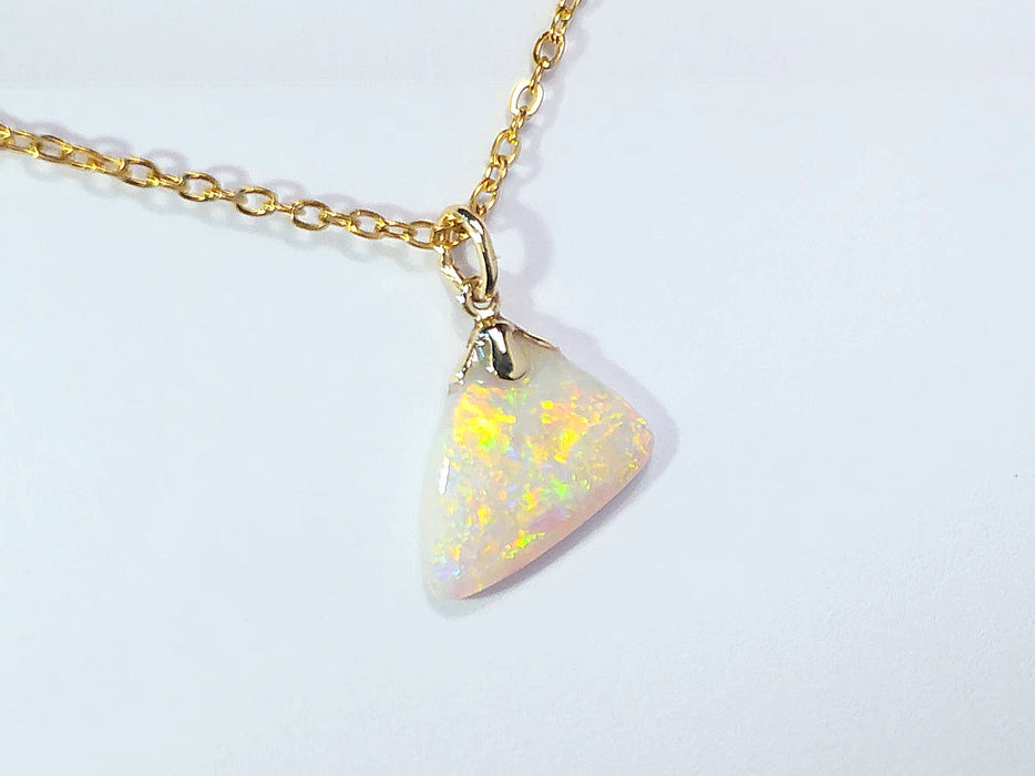 Uluru Tjintu' Australian Solid Crystal Opal 14K Gold Pendant 0.8g Gem P85