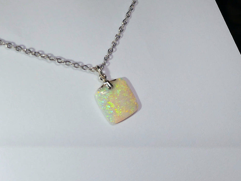 Grunspark' Australian Solid Crystal Opal 14k White Gold Pendant 4.5ct Gem P75