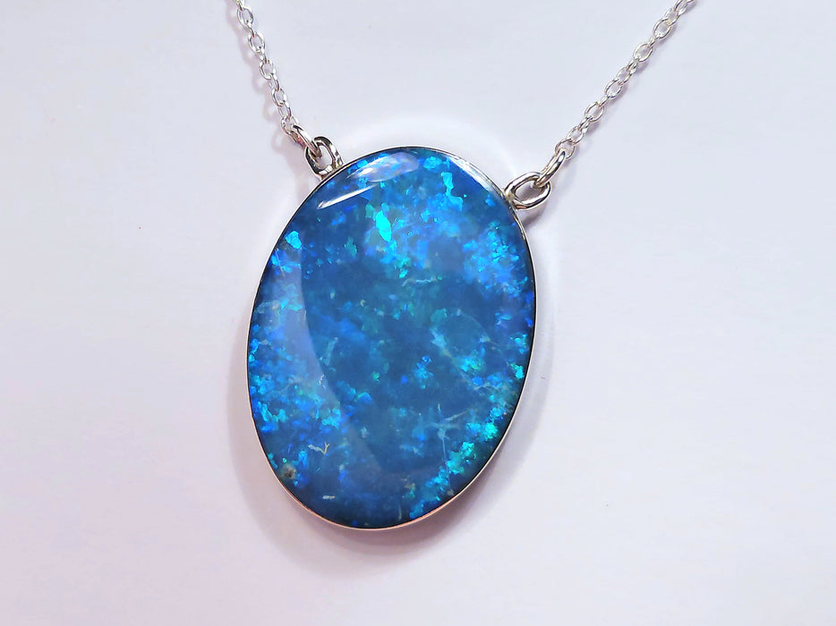 Lake Louise' HUGE Genuine Australian Opal Pendant Silver Gem Gift 43 ct O88