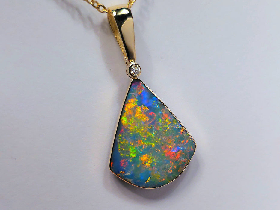 Amaranco Rico' Large Genuine Australian Opal and Diamond Pendant 15.9ct M53