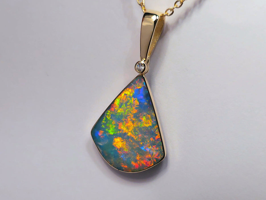 Amaranco Rico' Large Genuine Australian Opal and Diamond Pendant 15.9ct M53