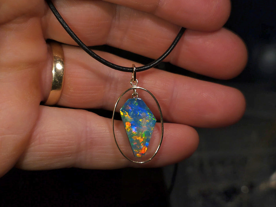 Talismo' Genuine Australian Opal Pendant 14k Gem Gift 10.3ct P46