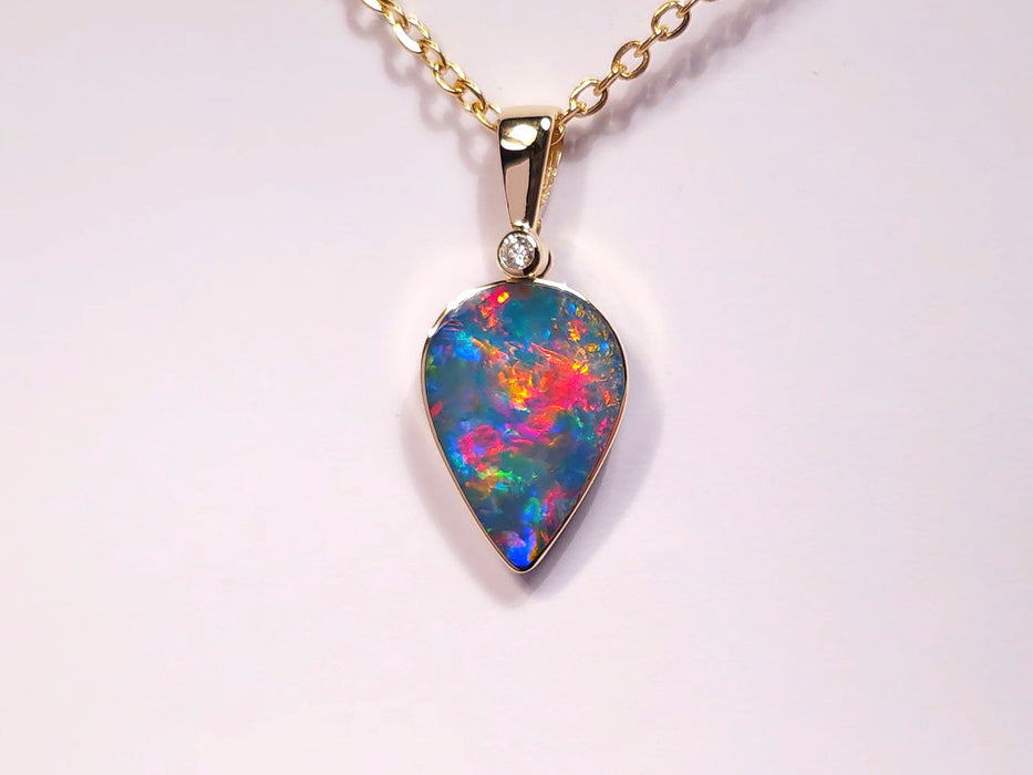 Supremo Floreale' Australian Opal & Diamond Pendant Super Gem Gift 5.4 ct L35