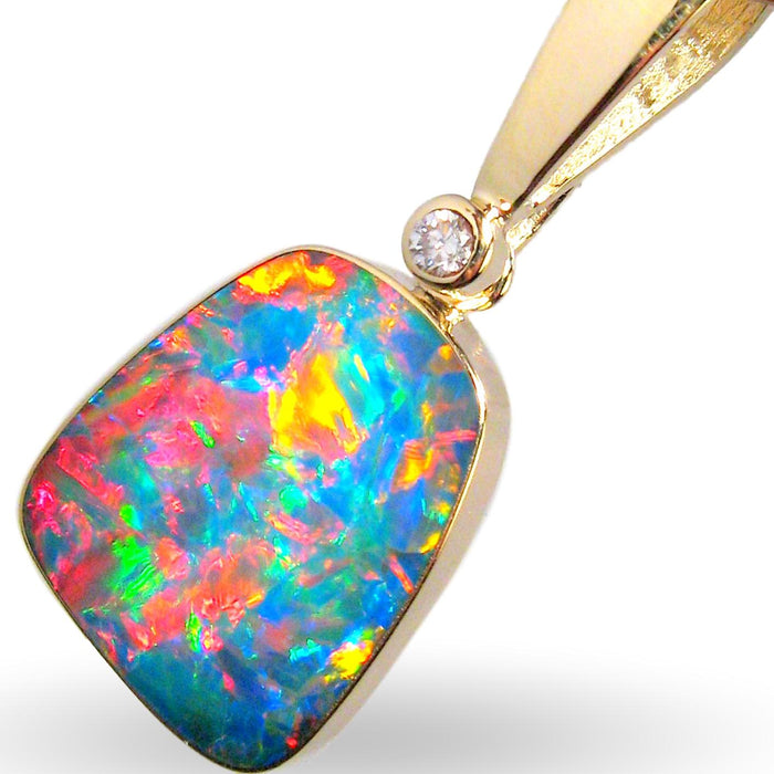 Rare Opal & Diamond Pendant Super Gem Jewelry 12.85ct Genuine Inlay Gift #M90