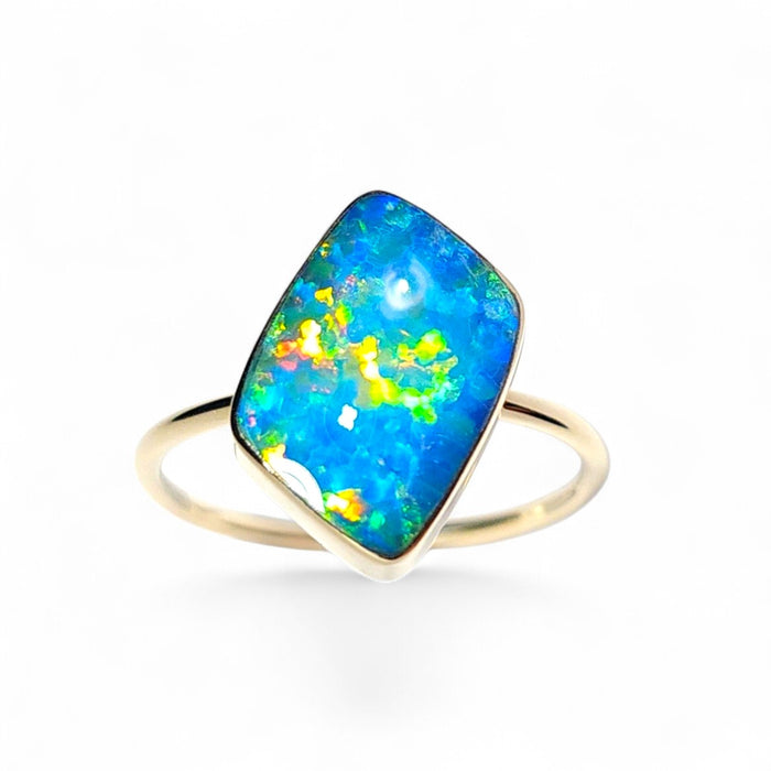 Empreza' 14k Gold Australian Opal Ring 2.5g Free Sizing R01