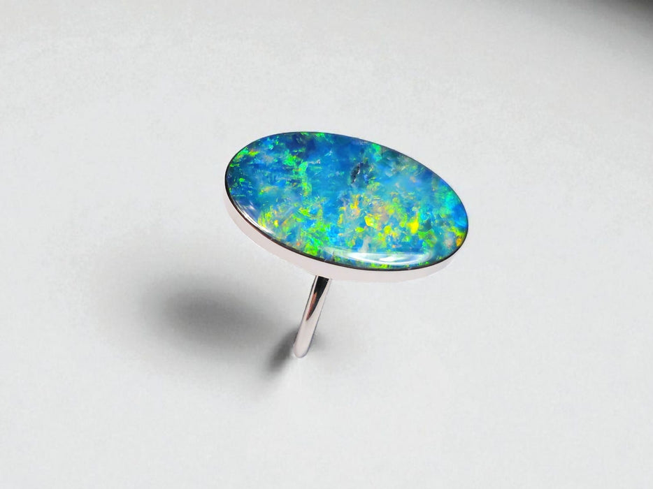 Collosi Verde' BIG Australian Opal Ring 925 Silver Sz 7 Free Re-Size P11