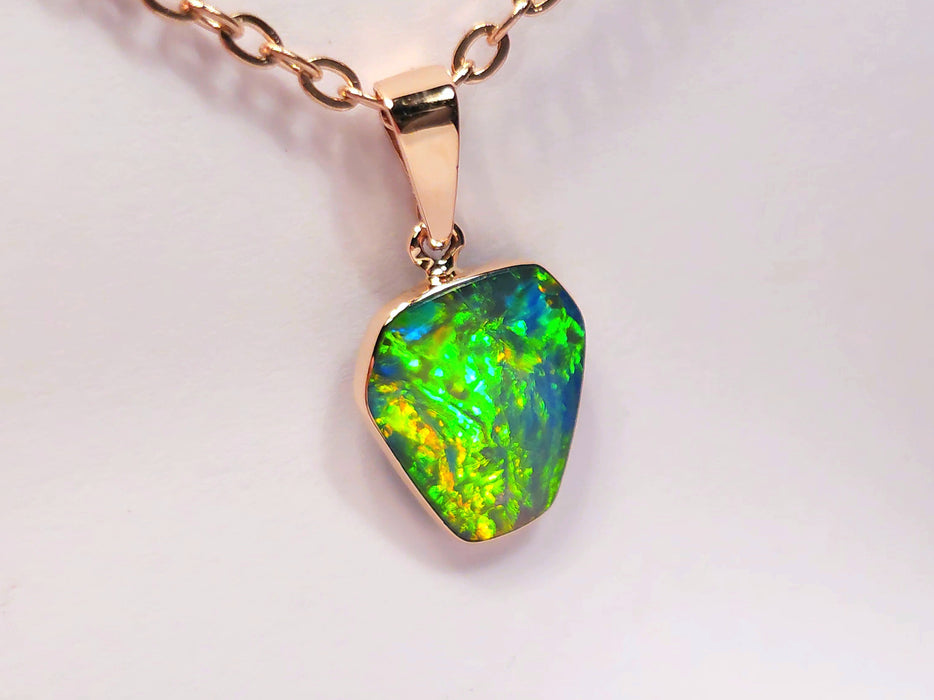 Sonnenfleck' Australian Opal Pendant 4.7ct 14k Rose Gold Genuine Jewelry M23