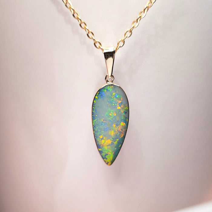 Intelligence' Australian Opal Pendant Jewelry 5.7ct 14k Gold Gem K62