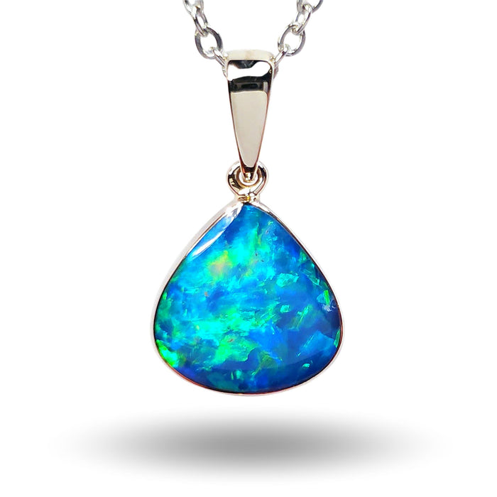 Drachenfeuer' Australian Opal Pendant 14k White Gold Gift 5.4ct N16