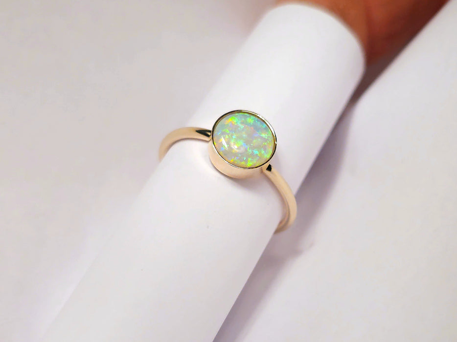 Kreisgarten' Australian Solid Opal Ring 14k Gold 1.9g Free Re-Size 7 M40