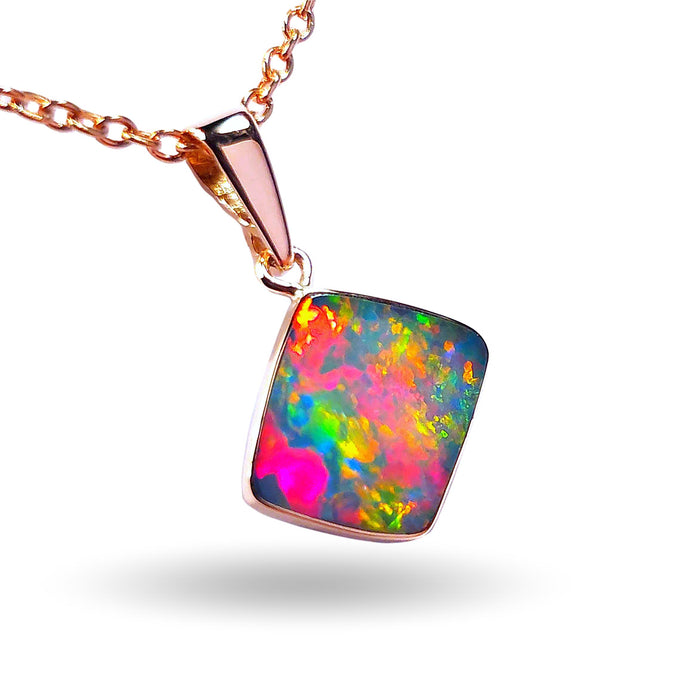 Bougain Blush' Australian Opal Pendant 4.2ct 14k Rose Gold Genuine Jewelry L86