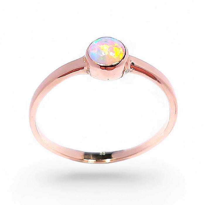 Fiamma Sola' Australian Solid Opal Ring 14k Rose Gold 1.3g US Size 6 1/2 O69