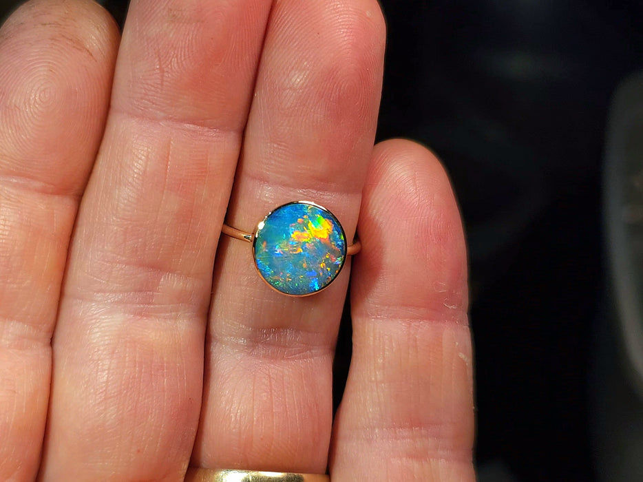 Plasma' 14k Gold Australian Opal Ring 2.5g Free Re-Size P35