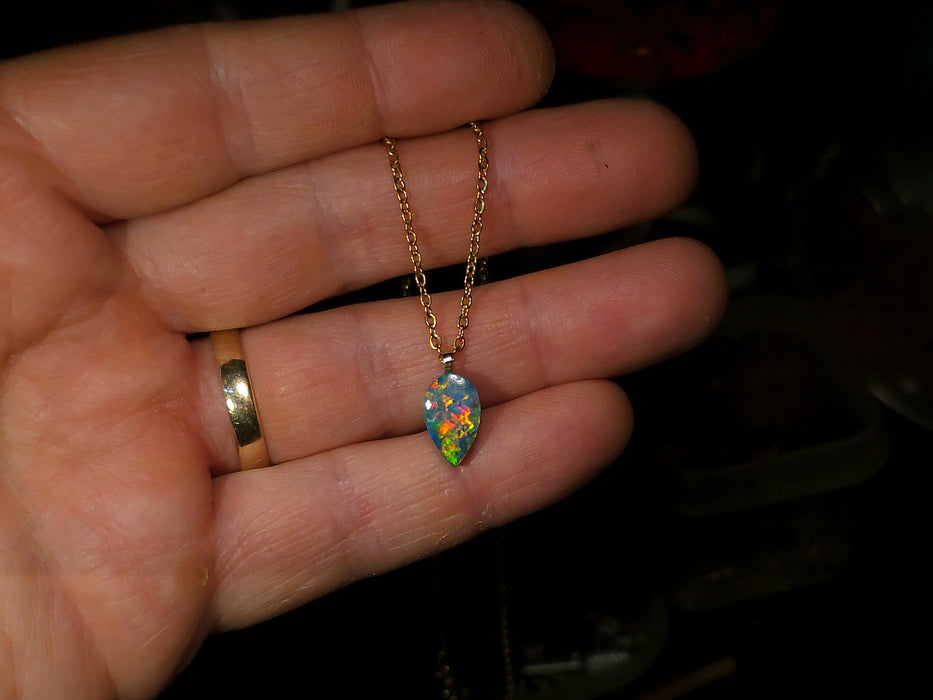 Pillar of Fire' Australian 14k Gold Opal Doublet Pendant Gift 2.9 carat P81