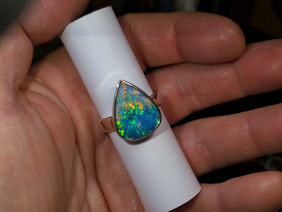 Mjolnir' Large Unisex Australian Opal Silver Ring 9g Free Re-Size Q25