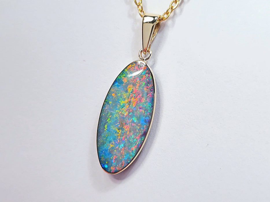 Spring Rain' Genuine Australian Opal Pendant Gem Gift 6.3ct O46