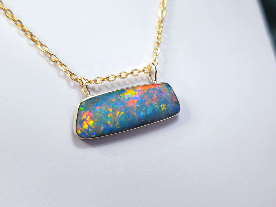 Feu Cerise' Genuine Australian Opal Pendant Super Gem Gift 8ct O59
