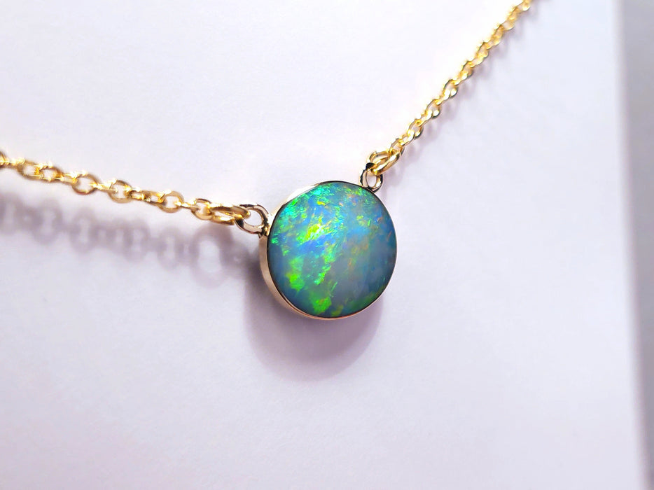 Fuego Naranja' Genuine Australian Opal 14k Gold Pendant Necklace 4.2ct L81