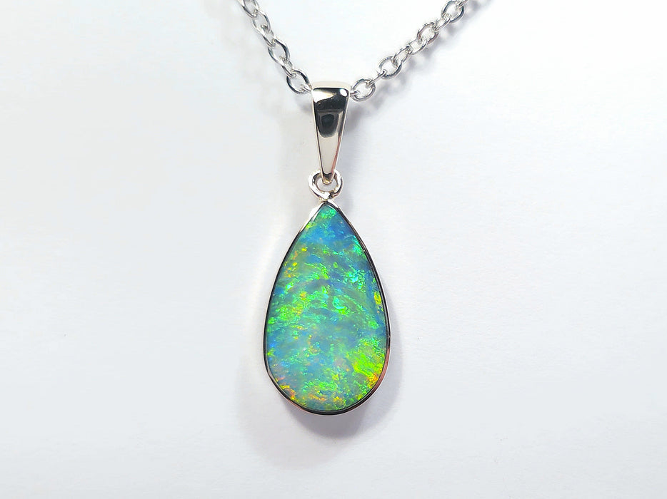 Sunburst' Australian Opal Pendant 14k White Gold Gift 5.6ct N52