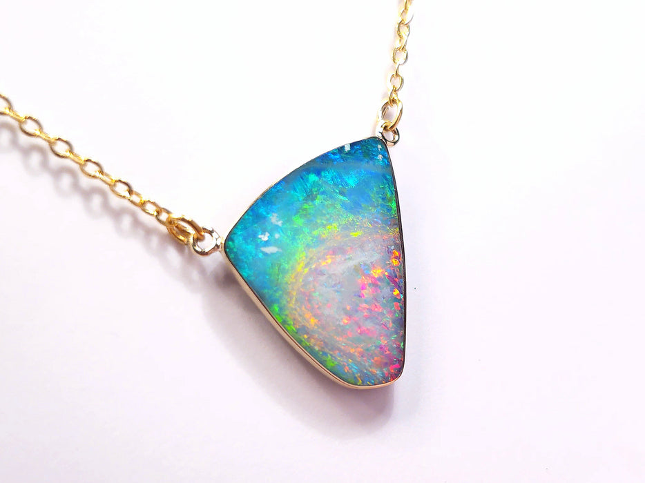 Rainbow Swirl' Large Genuine Australian Opal Pendant Necklace 7.8ct L83