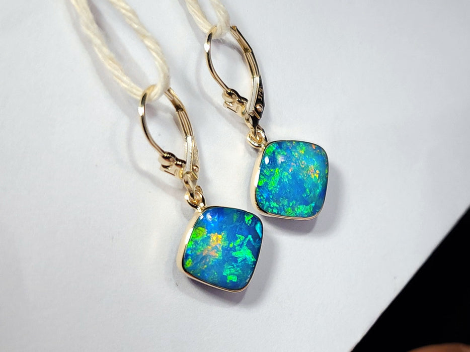 Diamantina' Genuine Australian Solid Gold Drop Opal Earrings 11.6ct R08