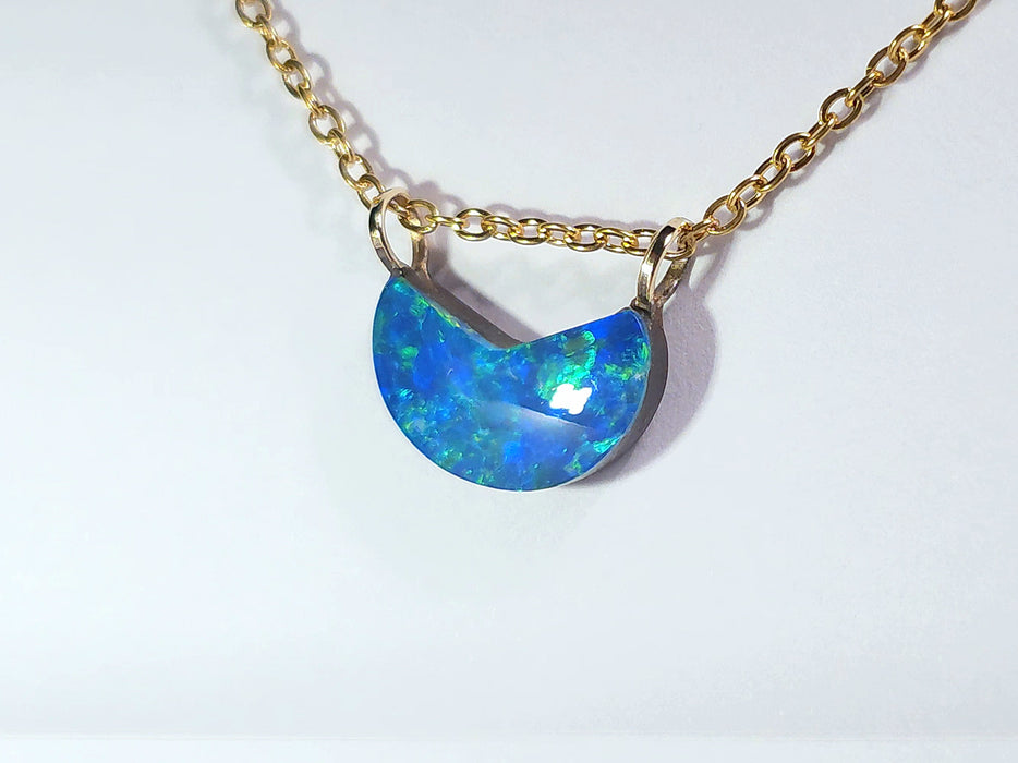 KIrdan' Australian 14k Gold Opal Doublet Pendant Gift 0.8g P73
